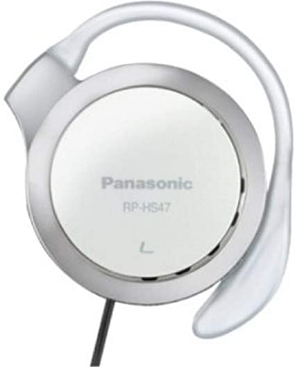 Panasonic RP-HS47E-W Clip-on Headphones Super Lightweight with XBS® and Clear Resin Clip - White