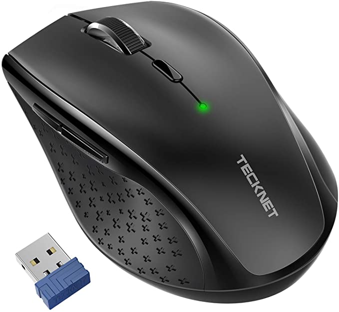 TeckNet Classic 2.4G Portable Optical Wireless Mouse with USB Nano Receiver for Notebook,PC,Laptop,Computer,6 Buttons,30 Months Battery Life,4800 DPI,6 Adjustment Levels (Black)
