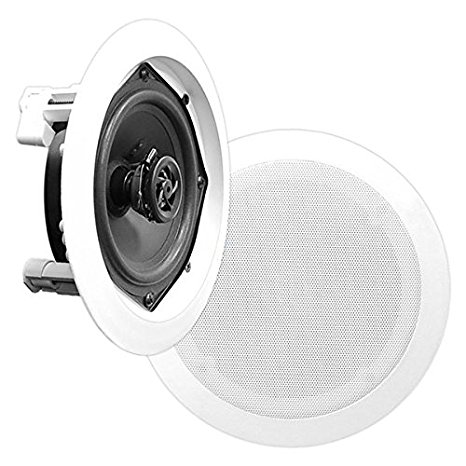 Pyle PDIC81RD 8-Inch 2-Way Flush Mount In-Wall In-Ceiling Speaker System - White