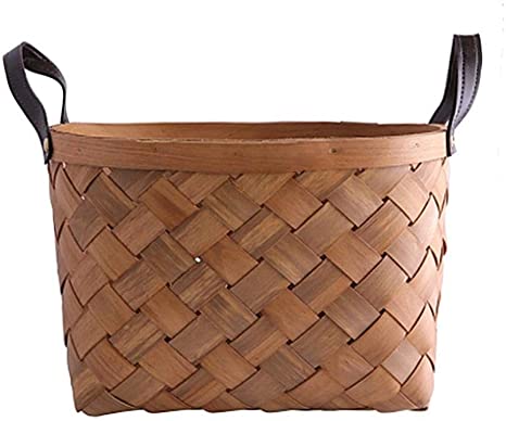 Per Bamboo Storage Basket Hand-Woven Storage Box Bread, Fruit, Vegetable Storage Basket Organizer Container