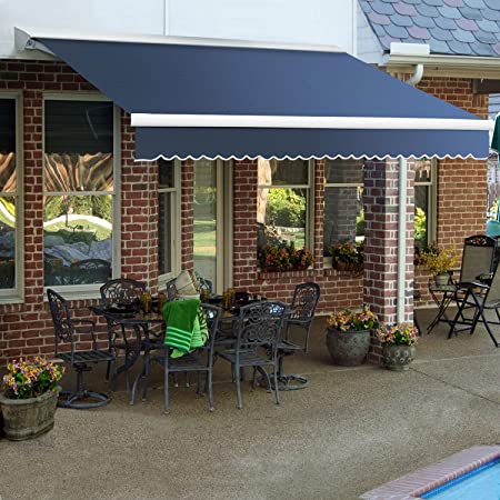 Awntech Manual Retractable Awning 12'W x 10'D x 10" H Dusty Blue