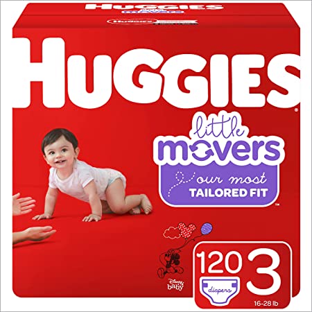 Huggies Little Movers Baby Diapers, Size 3, 120 Ct