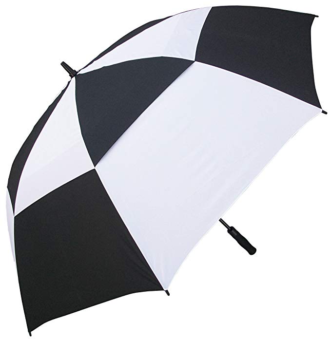RainStoppers Auto Open Double Canopy Windbuster Golf Arc Umbrella, 68"