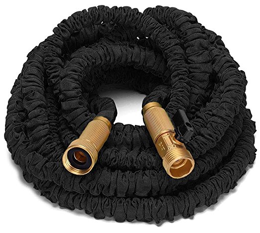 Riemex 100ft Best Expandable Garden Water Hose-TRIPLE LATEX-TOP QUALITY- Brass Fittings Connectors, Flexible - for all Watering Needs (100 FT, Black)