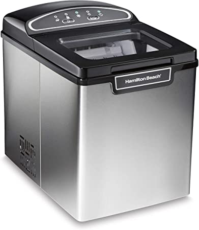 Hamilton Beach 86150 Countertop Ice Maker, Compact & Portable Design, Makes 28 Pounds Per Day, Stainless Steel