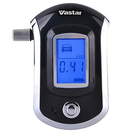 Vastar AG55 Professional Breathalyzer with Semi-conductor Sensor and LCD Display Digital Breath Alcohol Tester with 10 Mouthpieces Fits