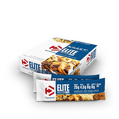 Dymatize Elite Protein Bar, Chocolate Chip Cookie Dough, 12 Count