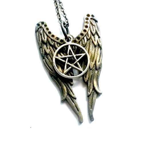 Castiel Pentagram Necklace Supernatural Angel Protection Mixed Metal Gift by Aunt Matilda