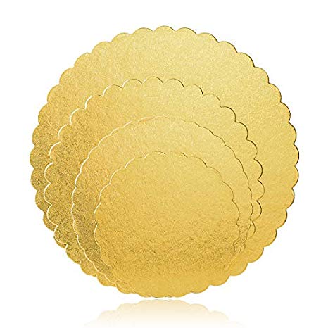 Cake Boards, Sheets for Cake Base Ø 6 8 10 12 Inch Diameter - 4 Pieces (Gold)