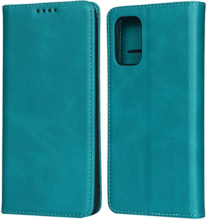 Sailor Tech Samsung Galaxy S20 Plus Wallet Case, Luxury Genuine Leather Folio Flip Phone Case Cover with Kickstand Card Slots Holder Mint Blue