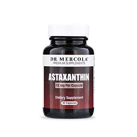 Dr. Mercola Organic Astaxanthin, 12mg – 30 Capsules – Natural Antioxidant Supplement: Reduces Free Radicals – Improves Eye, Skin & Joint Health – Supports Cardiovascular, Nervous & Immune Systems