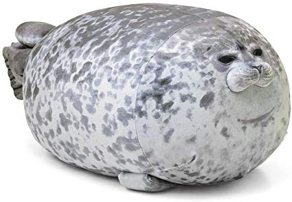 Cute Seal Plush Pillow Soft Fat Hugging Pillow Big Stuffed Animal Plushie Throw Pillows Gift (17.6 inches)