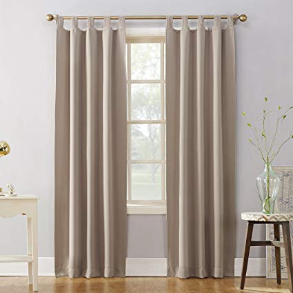 Sun Zero Easton Blackout Energy Effcient Tab Top Curtain Panel, 40" x 84", Stone