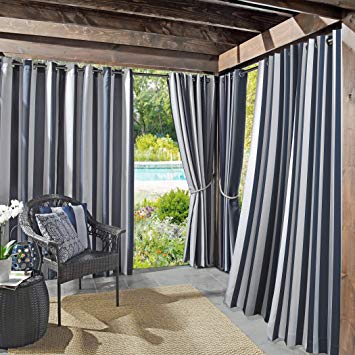 Sun Zero Valencia UV Protectant Indoor Outdoor Curtain Panel, 54" x 108", Navy Blue