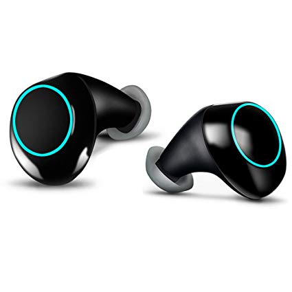 Touch Control True Wireless Earbuds - Sweatproof In Ear Sport Bluetooth Earbuds with Mic and Noise Cancellation, Secure Fit Bluetooth Headset for Running, Workout and Gym (Black)