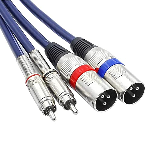 DISINO Dual RCA to XLR Male Cable, 2 XLR to 2 RCA/Phono Plug HiFi Stereo Audio Connection Microphone Cable Wire Cord Path Cable - 10 Feet / 3m