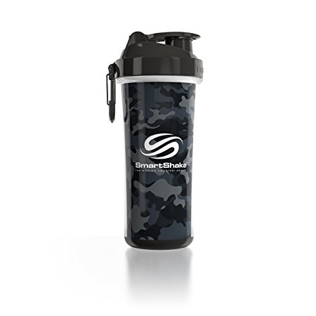 SmartShake Double Wall Bottle, 25 oz Shaker Cup, Camo Gray