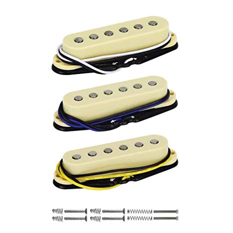 FLEOR Alnico 5 Strat Pickup Single Coil Pickups Guitar Neck/Middle/Bridge Pickup Cream for Strat Squier Electric Guitar