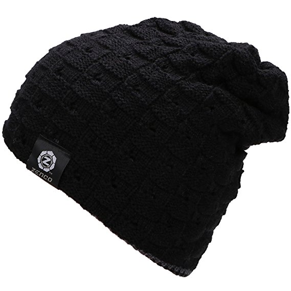 Zenco Men / Women's Winter Handcraft Knit Dual-Layered Slouchy Beanie Hat