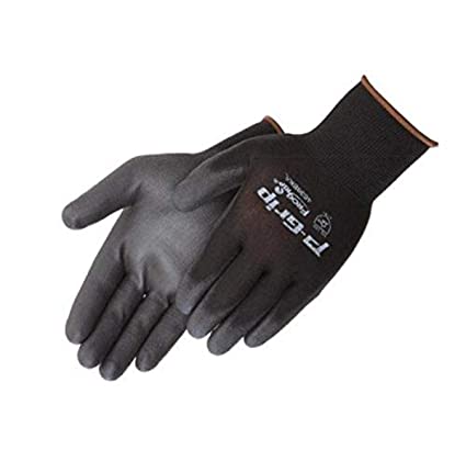 Liberty Glove & Safety P-Grip Ultra-Thin Polyurethane Palm Coated Plain Knit Glove with 13-Gauge Black Nylon/Polyester Shell, X-Small, Black (Pack of 12)