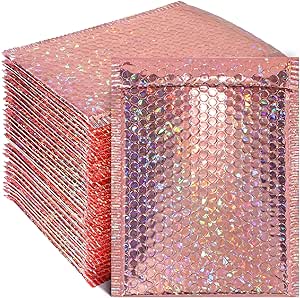 30 Pieces Holographic Bubble Mailers Padded Mailer Holographic Bubble Mailers Padded Envelopes Self Sealing Cushion Envelopes for Mailing, Shipping and Packing