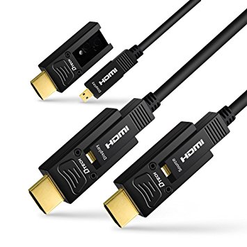 DTECH Fiber Optic HDMI Cable 150 ft Support 4K 60Hz (4:4:4/4:2:2/4:2:0 Chroma Subsampling) 18Gbps High Speed, with Dual Micro HDMI and Standard HDMI Connectors