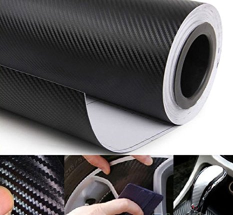 Bluelans® 3D Carbon Fiber Black Vinyl Film Sheet Wrap Roll Auto Car DIY Decor Sticker