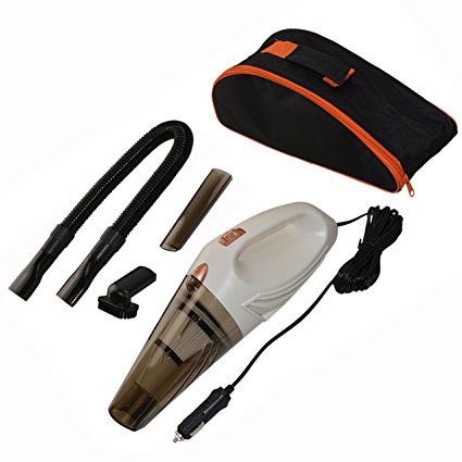 Car Vacuum Cleaner, StartStep DC 12 Volt 106W Portable Handheld Wet&Dry Auto Vacuum Cleaner Dust Buster With HEPA Filter (4.5M) 14.7 FT Power Cord, Suction &gt;2800P (WHITE)