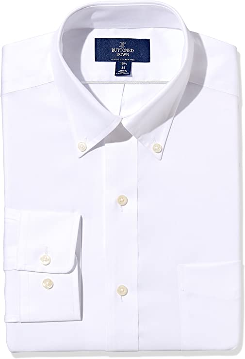 Buttoned Down Men's Classic Fit Button Collar Solid Non-Iron Dress Shirt with Pocket