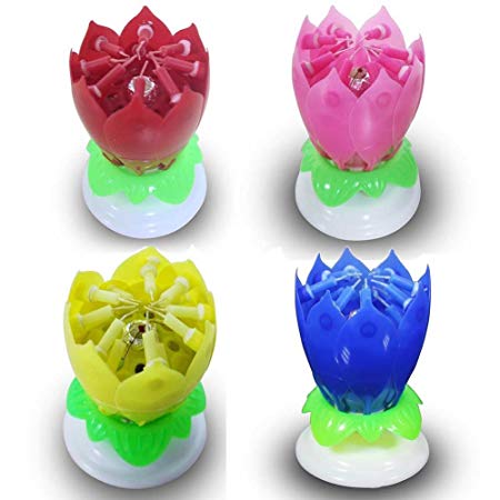 Mallofusa 4xthe Amazing Happy Birthday Candle (Yellow, Pink, Red and Blue)