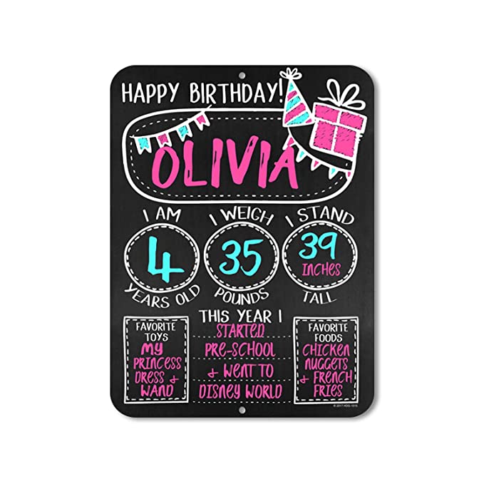 Birthday Milestone 9" x 12" Chalkboard Style Reusable Metal Photo Prop for Babies and Toddlers - Customizable with Liquid Chalk Markers (Not Included)