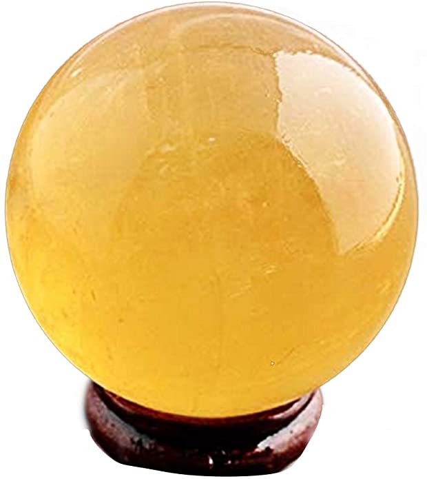Feng Shui Natural Citrine Crystal Sphere Ball 2"  Stand and One Free Yellow String Bracelet Y1386