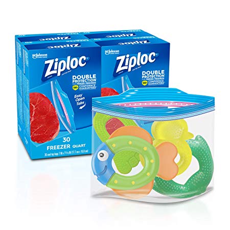 Ziploc Freezer Bags, Quart, 4 Pack, 30 ct (120 Total Bags)