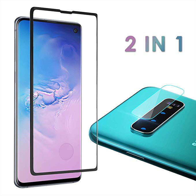 Tempered Glass Screen Protector for Galaxy S10 Plus[6.4"] with a Free Camera Lens Protector, Easy Installation and 100% Touch Responsive [No Liquid Glue Needed][Case Friendly][HD Clear]