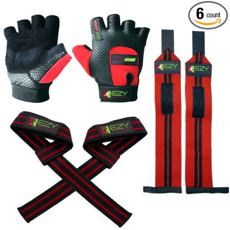 Weight Lifting Gloves, Weightlifting Wrist Wraps And Lifting Wrist Straps For Men & Women - Money-Saving 3-in-1 Fitness Bundle For Gym & Training - Exercise Gloves For Crossfit, Powerlifting & Workout