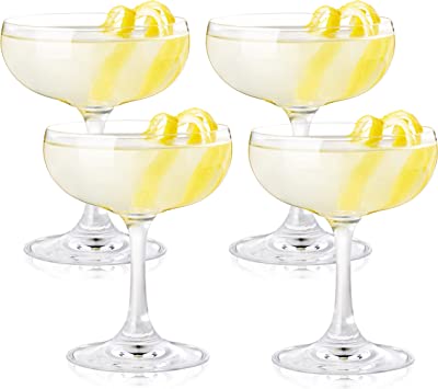 True Coupe Glasses Martini Daiquiri Manhattan Cocktail Barware Glass, 7 Oz, Set of 4