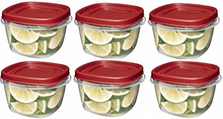 Rubbermaid 7J60 Easy Find Lid Square 2-Cup Food Storage (Pack of 6 Containers)