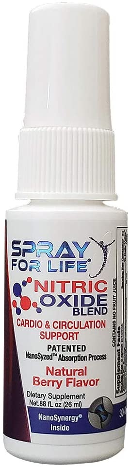 Spray For Life® Nitric Oxide Blend Spray Supplements for Cardio, Blood Pressure & Circulation, Smooth Muscle Contractility, Bioenergetics, Essential Amino Acids to Support Physical Endurance 26ml