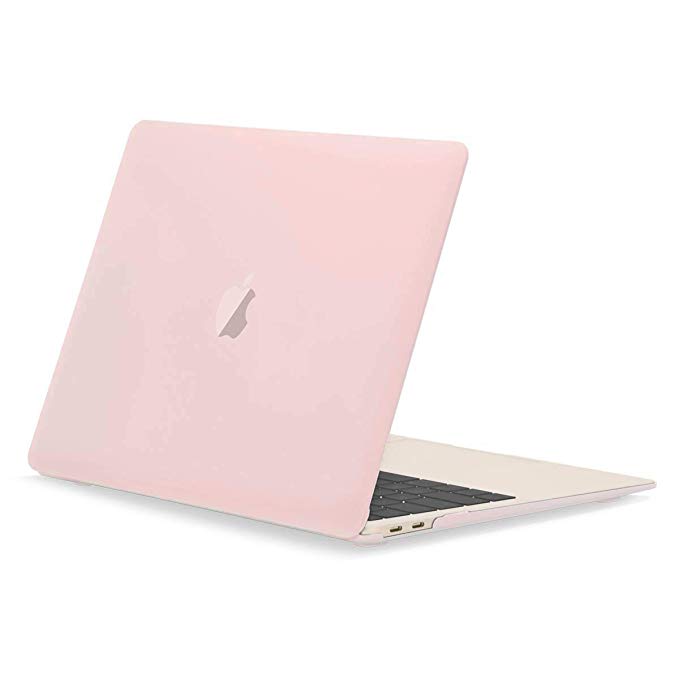 TOP CASE - Rubberized Hard Case Cover Compatible with 2018 Release Apple MacBook Air 13 Inch with Retina Display fits Touch ID Model: A1932 - Rose Quartz
