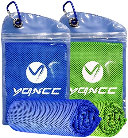 YQXCC 2 Pack Cooling Towel (120x30 cm) Ice Towel for Neck, Microfibre Cool Towel, Soft Breathable Chilly Towel for Yoga, Golf, Gym, Camping, Running, Workout & More Activities