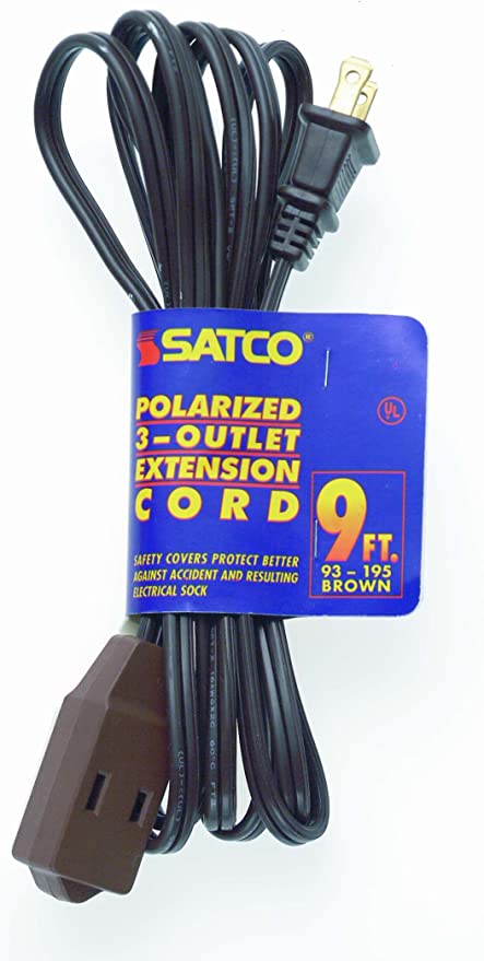 Satco Products 93/199 16/2 SPT Polarized 3 Outlet Brown Extension Cord, 15-Foot