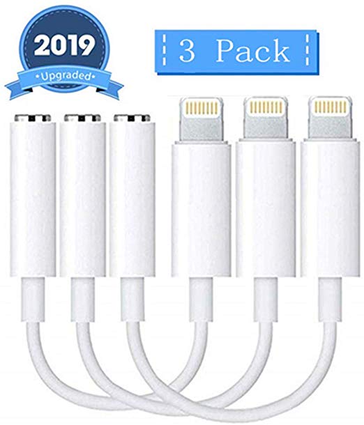 iPhone Headphone Adapter (3 Pack),Ergonflow Compatible with iPhone 7/7Plus /8/8Plus /X/Xs/Xs Max/XR Adapter Headphone Jack, 3.5 mm Headphone Adapter Jack Compatible with iOS 12