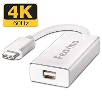 Feovino USB-C to Mini DisplayPort Adapter, USB Type C (Thunderbolt 3) to Mini DP Adapter 4K for MacBook Pro, MacBook, LED Cinema Display, Mini DP Monitor, Silver