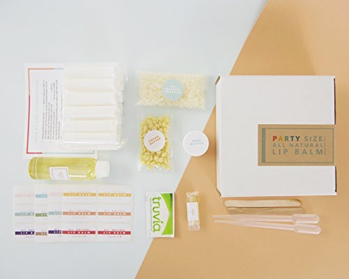LABOR DAY SPECIAL - DIY Party Size Lip Balm Making Kit - Make 24 Lip Balms with Natural & Organic Ingredients - Two Essential Oil Included - Hand-packed in California