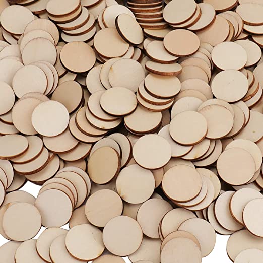 Foraineam 400 Pieces 1 Inch Unfinished Wood Craft Circle Cutouts Round Natural Wooden Disc Circles Slices for DIY Crafts and Decoration