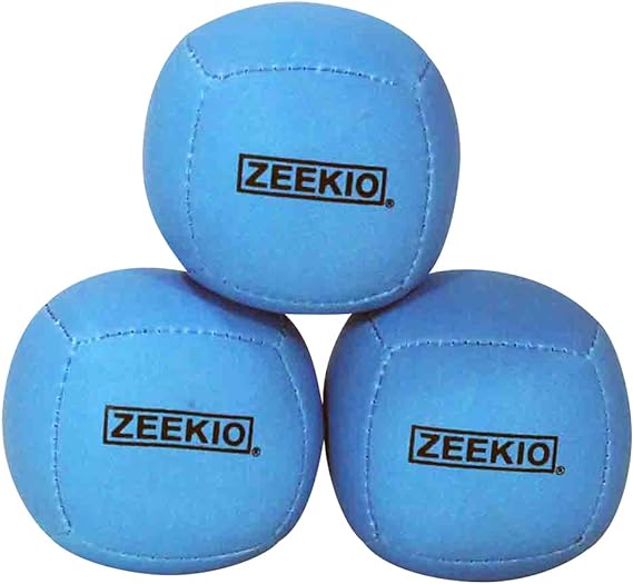 (Solid Blue) - Zeekio Lunar Juggling Ball Set - (3) Professional UV Reactive 6 Panel Balls - 110g (Solid Blue)