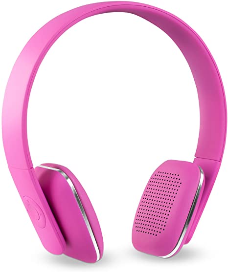 Innovative Technology Rechargeable Wireless Bluetooth Modern Headphones with Rubberized Finish, Pink