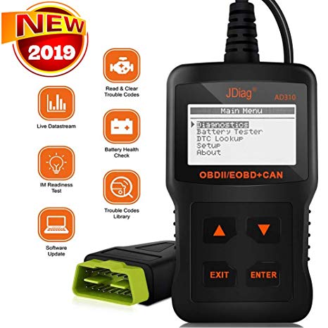 JDiag310 Enhanced OBD2 Scanner Car Engine Fault Code Reader Auto Diagnostic Scan Tool with Battery Test Function