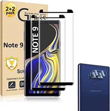 Galaxy Note 9 Screen Protector 【2 2 Pack】With Camera Lens Protector [ 3D Glass ] Easy Installation 9H Hardness Tempered Glass Screen Protector for Samsung Galaxy Note 9