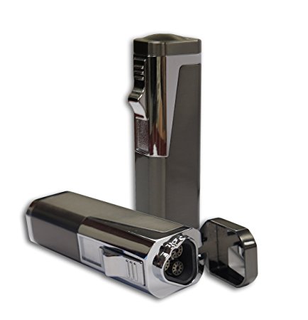 Prestige Import Group Typhoon Triple Flame Cigar Torch Lighter with Cigar Punch Cutter (Gun Metal)
